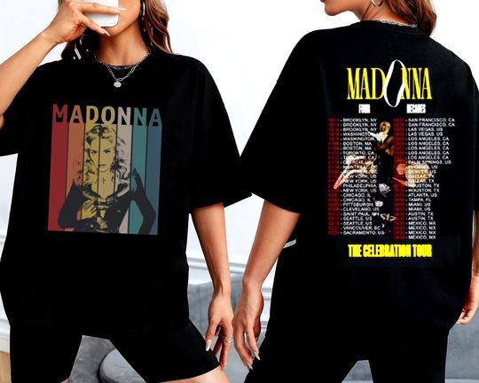 Discover Mad0nna 90's Vintage Double Side Shirt, Mad0nna The Celebration Tour Four Decades