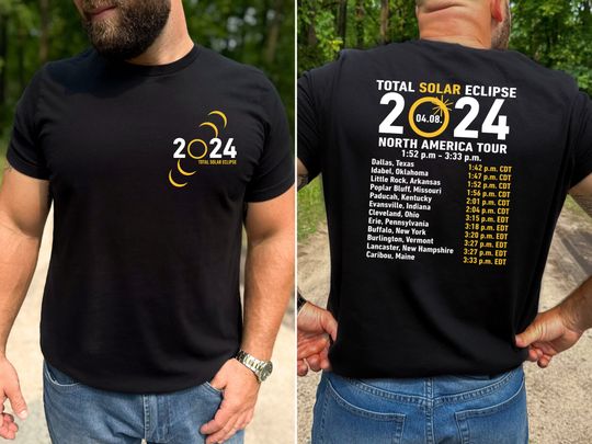 Discover Total Solar Eclipse 2024 Shirt, Double-Sided Shirt ,Celestial Shirt