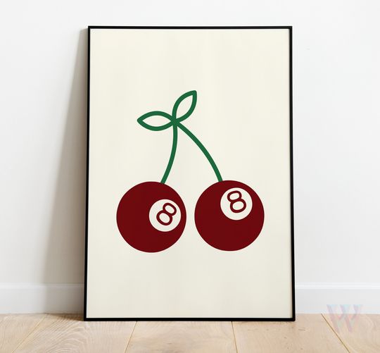 Discover Chic Billiard Cherries Illustration Premium Matte Vertical Posters