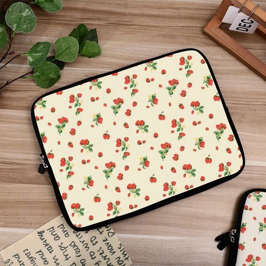 Discover Cute Strawberry Leaf Laptop Sleeve iPad Sleeve