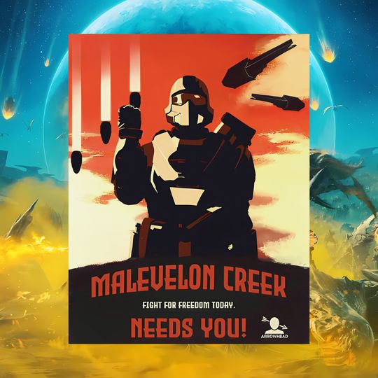 Discover Helldivers 2 Malevelon Creek Needs You Propaganda Poster