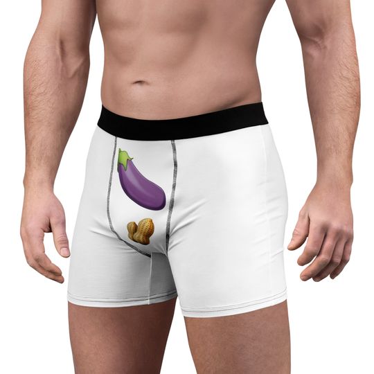 Discover Eggplant And Nuts Emoji Men's Boxer Briefs