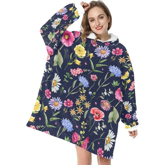 Discover Flower Blanket Hoodie Oversized Wearable Blanket Extra Large