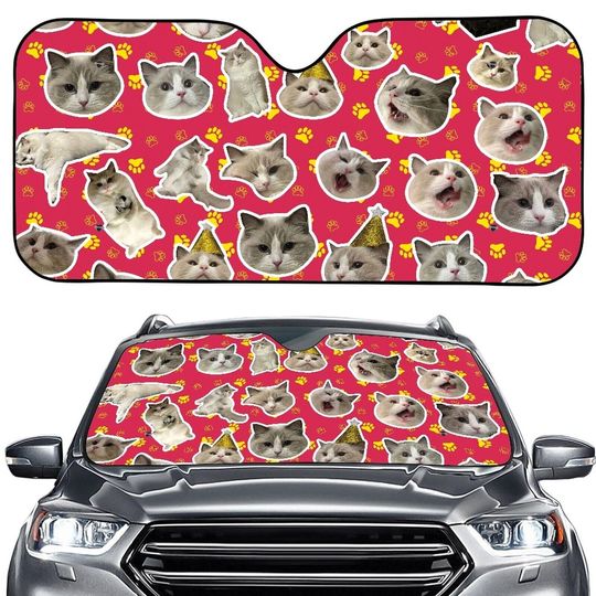 Discover Cat Cute Design Red  Foldable Car Windshield Sun Shade