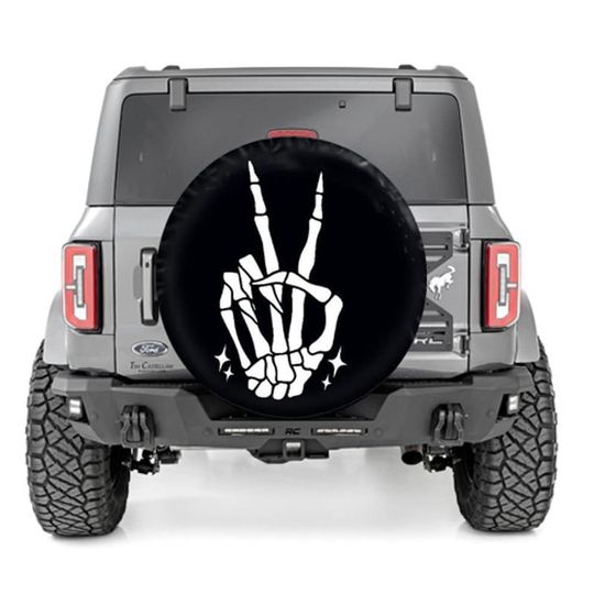 Discover Peace sign skeleton hand spare tire cover