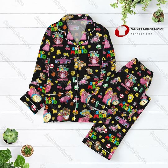 Discover Mario Princess Peach Pajamas Set, Princess Peach Shirt, Game Womens Pajamas