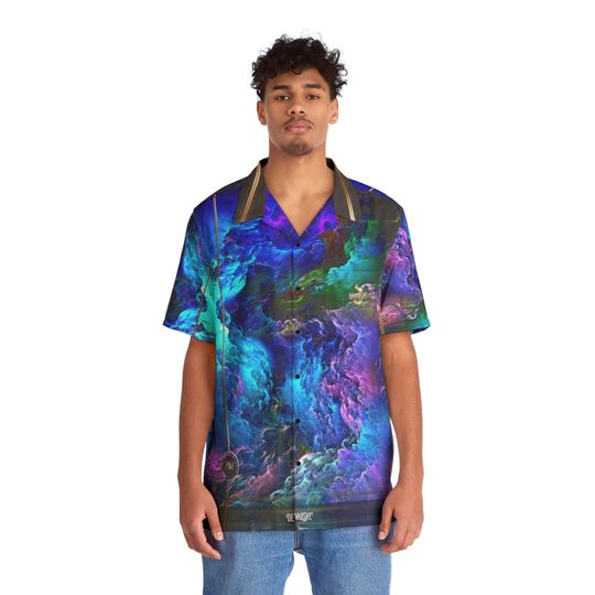 Discover Azure Storm Abstract Beachwear Marbling Hawaiian Shirt