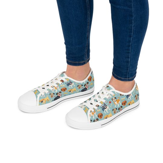 Discover Women's Low Top Sneakers with Dog Pattern