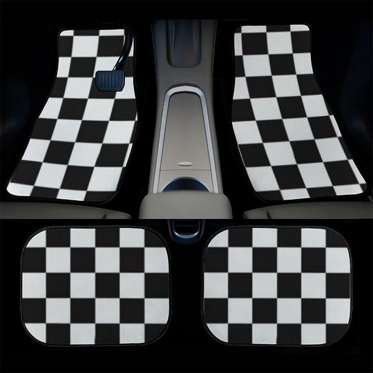 Discover Black and White Plaid Car Mats
