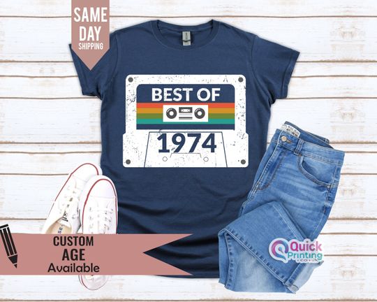 Discover Best Of 1974 Shirt, Vintage 1974 T Shirt, 50th Birthday Gift For Men