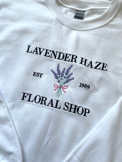 Discover Lavender Haze Floral Shop Sweater| Midnights Merch| Embroidered Sweatshirt