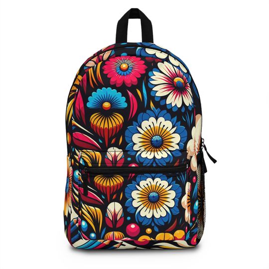 Discover Colorful Abstract Art Backpack, Vibrant Floral Design