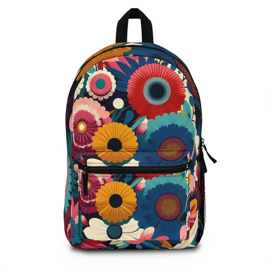 Discover Colorful Abstract Art Backpack, Stylish School Bag, Vibrant Floral Design
