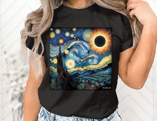 Discover Van Gogh Total Solar Eclipse 2024 T-Shirt, Space Tee, Astronomy