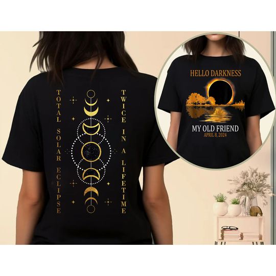 Discover Total Solar Eclipse 2024 Shirt, Double-Sided April 8th 2024 Shirt