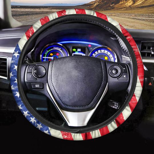 Discover US American Flag Steering Wheel Cover, Patriotic Car Accessories