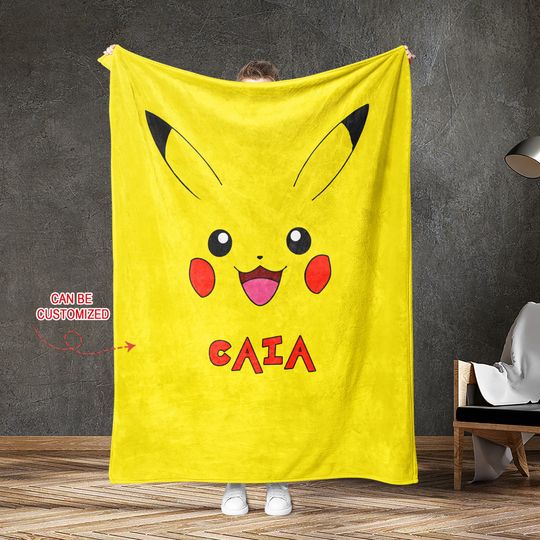 Discover Personalized Pika PKM Baby Blanket, Anime Blanket
