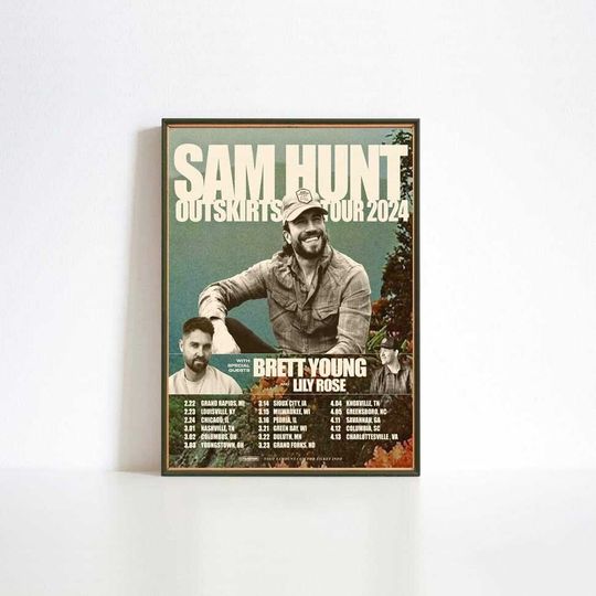 Discover Sam Hunt Summer On The Outskirts 2024 Tour Poster