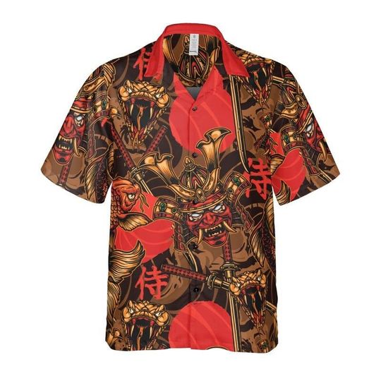 Discover Samurai And Koi Fish Button Up Shirt
