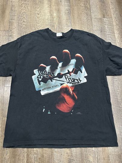 Discover Judas Priest British Steel Black World Tour 1980 T-Shirt