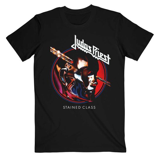 Discover Men's Judas Priest Stained Class Album Circle T-Shirt