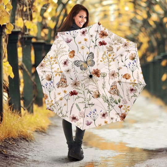 Discover Tiny Bloom Watercolor Butterfly Umbrella