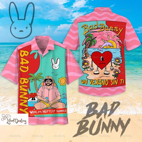 Discover Bad Bunny Hawaiian Button Shirt