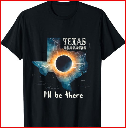 Discover Total Solar Eclipse 2024 Texas Black Cotton T-Shirt