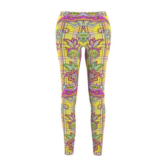 Discover Yellow Paisley And Plaid Women's Leggings