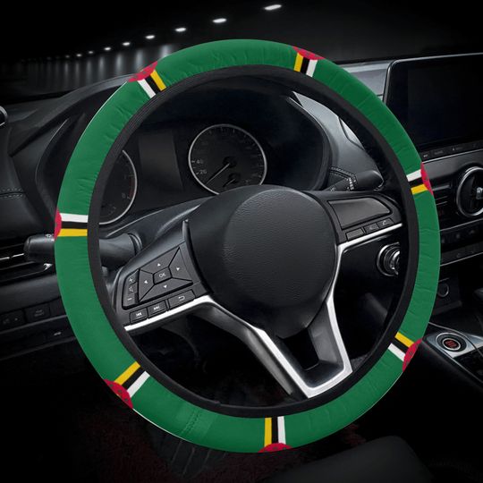 Discover Dominica Flag Steering Wheel Cover, Car Accessories