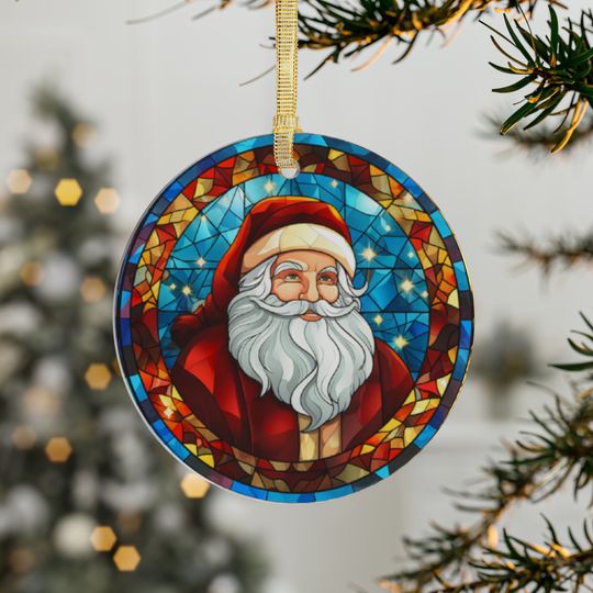 Discover Santa Christmas Ornament, Christmas Round Acrylic