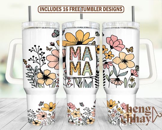 Discover Mama Wildflower 40oz Quencher Tumbler Wrap, Wildflower Tumbler