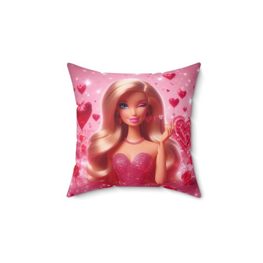 Discover Pink Barbie Hearts Throw Pillows