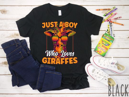 Discover Just A Boy Who Loves Giraffes Shirt, Funny Giraffe T-Shirt