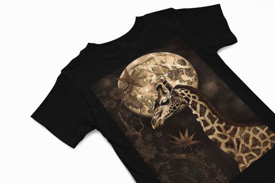 Discover Giraffe With Moon T-Shirt, Giraffe Graphic Tee