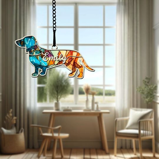 Discover Custom Dog Breed Memorial Suncatcher, Pet Memorial Gift, Loss of Pet Sympathy Gift