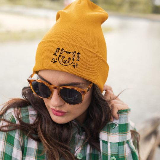 Discover Cat Beanies | Animal Lover | Cat Mom | Embroidered Cap | Winter Hat Embroidered