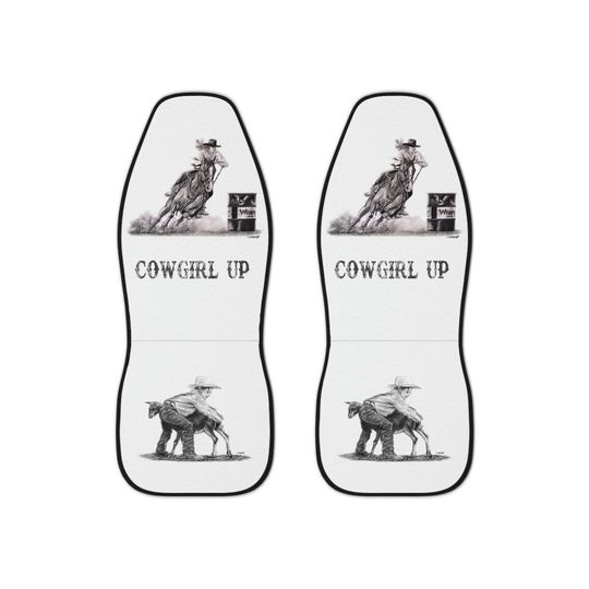 Discover Car Seat Covers - Cowgirl Up Horse Barrel Racing