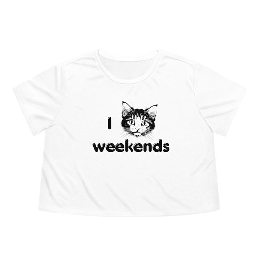 Discover I Cat Weekends White Eyes Women's Crop Top