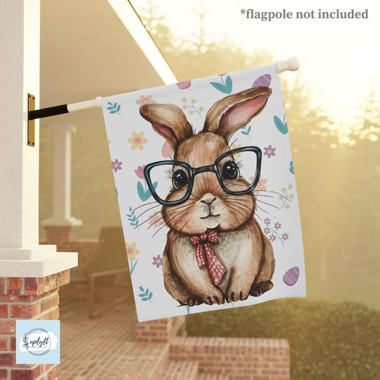 Discover Cottagecore Easter House Flag, Easter Bunny Seasonal House Flagg