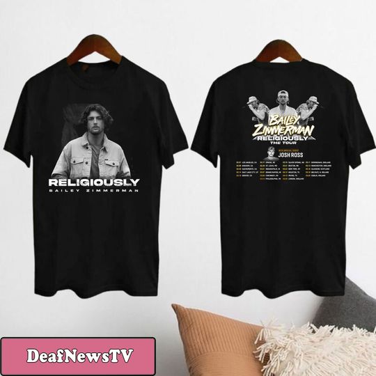 Discover 2024 Bailey Zimmerman Religiously Tour Double Sided T-Shirt