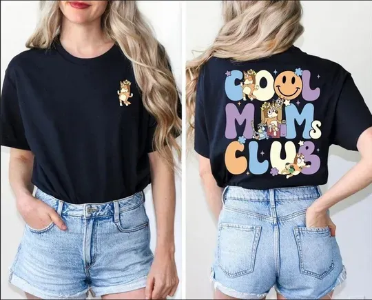 Discover Cool Moms Club Double Sided T-Shirts, BlueyDad Mum