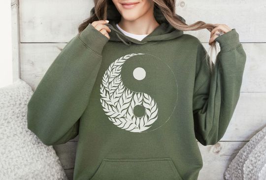Discover Harmony Yin Yang Balance Fern And Moon Hoodie