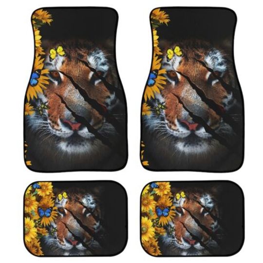 Discover Scratched Tiger Car Floor Mat Front with Back