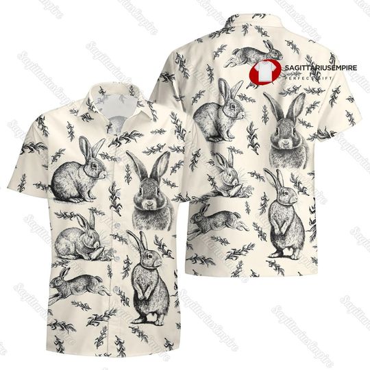 Discover Cute Rabbit Vacation Button Shirt