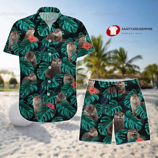 Discover Otter Hawaiian Shirt and Beach Shorts Set