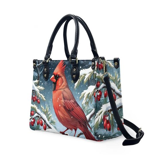 Discover Cardinal Red Bird Leather Bag, Animal Lover Handbag