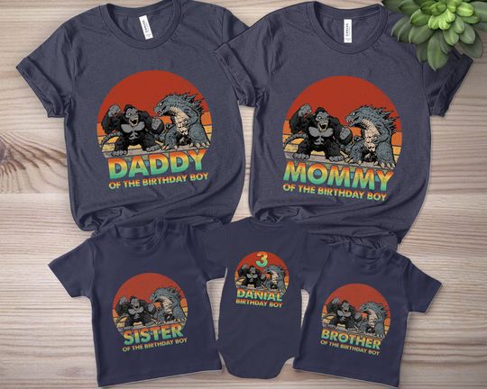 Discover Godzilla and Kong Family Birthday Shirt