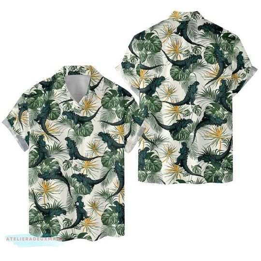 Discover American god zilla Lover Hawaiian Shirts For Men Women, god zilla Funny Hibiscus