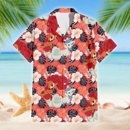 Discover Six-tailed Fox Hawaii Shirt, Fox Monster Button Up Shirt, Japanese Anime